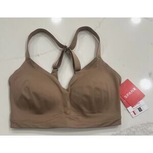 NWT Spanx Wireless Bra‎ Sz XS D-DD Cup Nylon Brown Stretch Adjustable Strap Pads